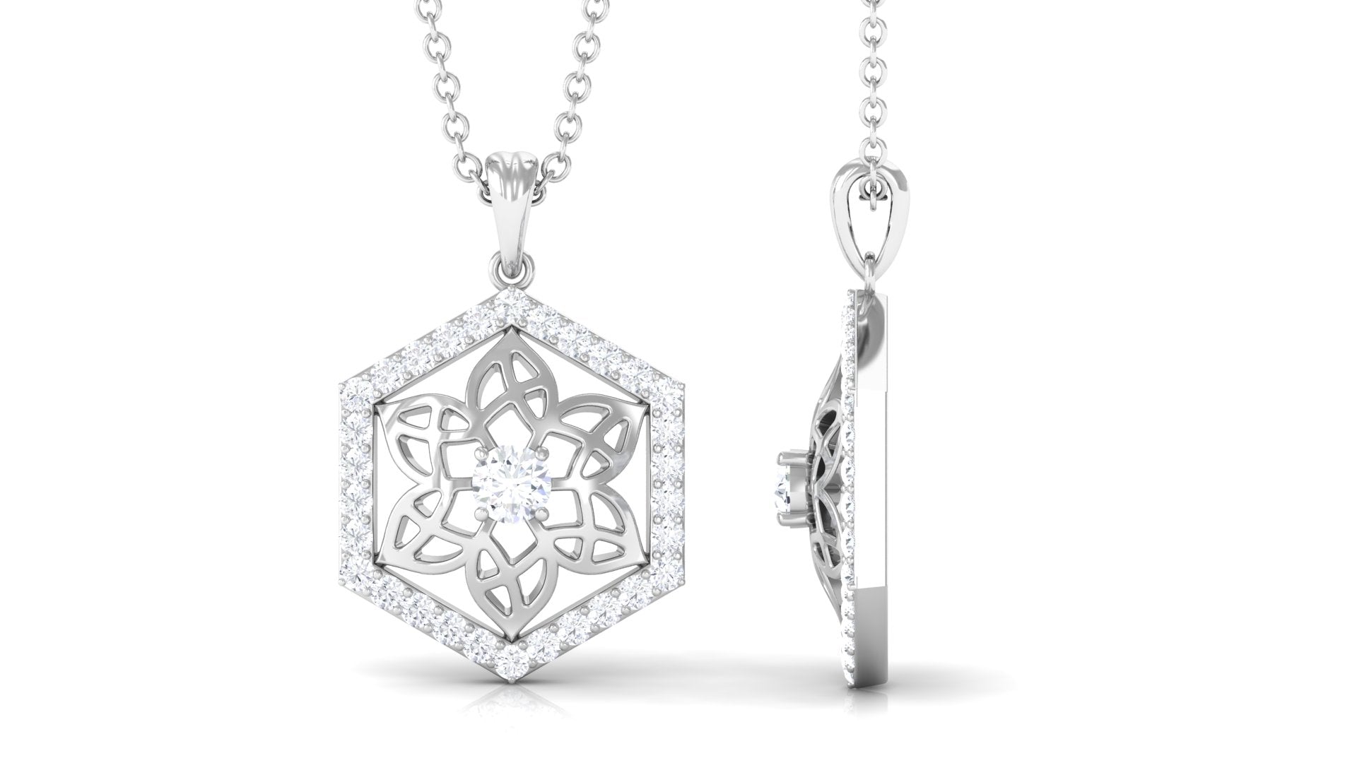 Vintage Inspired Certified Moissanite Flower Pendant