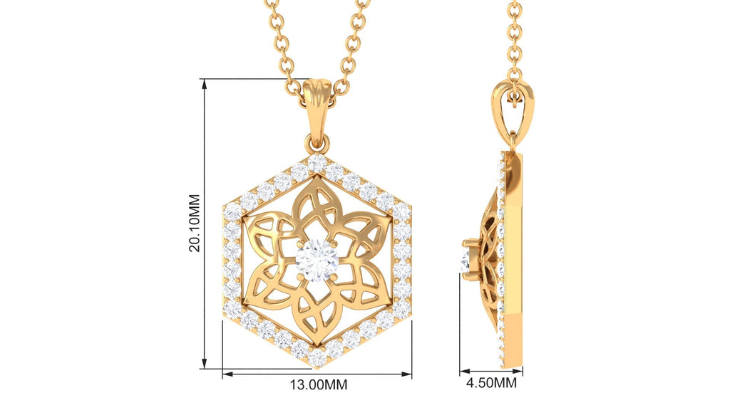 Vintage Inspired Certified Moissanite Flower Pendant