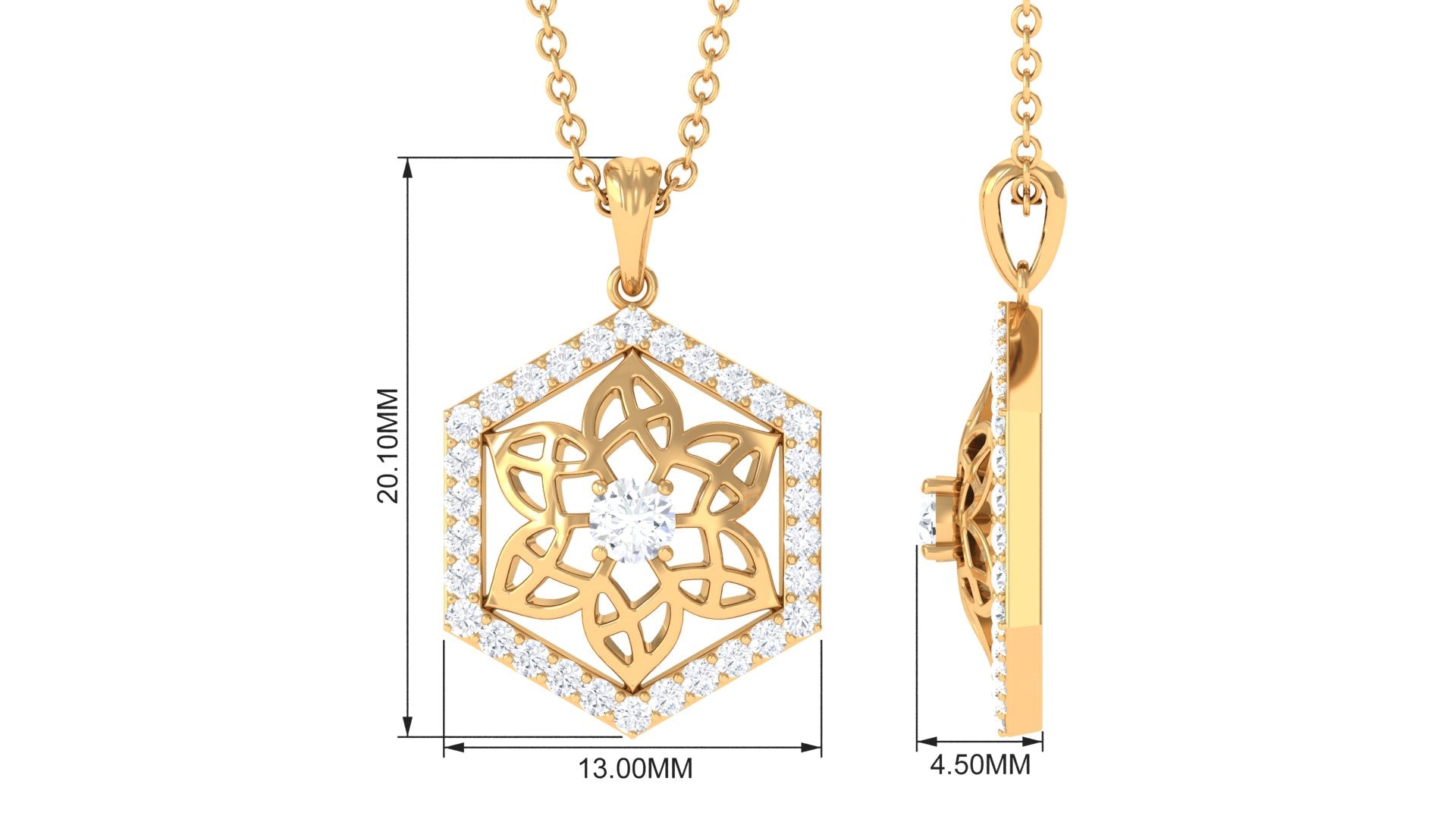 Vintage Inspired Certified Moissanite Flower Pendant