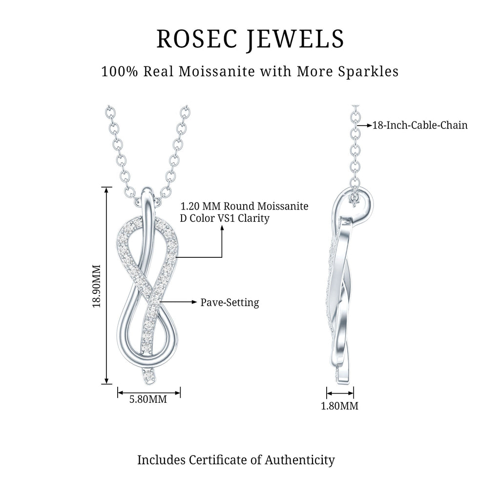 Certified Moissanite Infinity Pendant Necklace with Chain