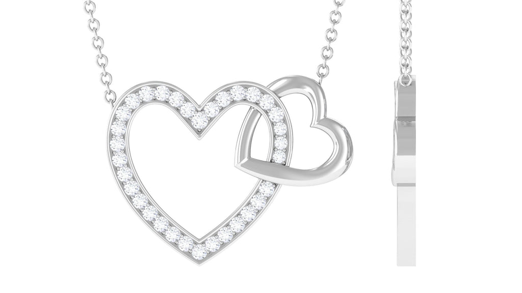 Certified Moissanite Double Heart Necklace for Women