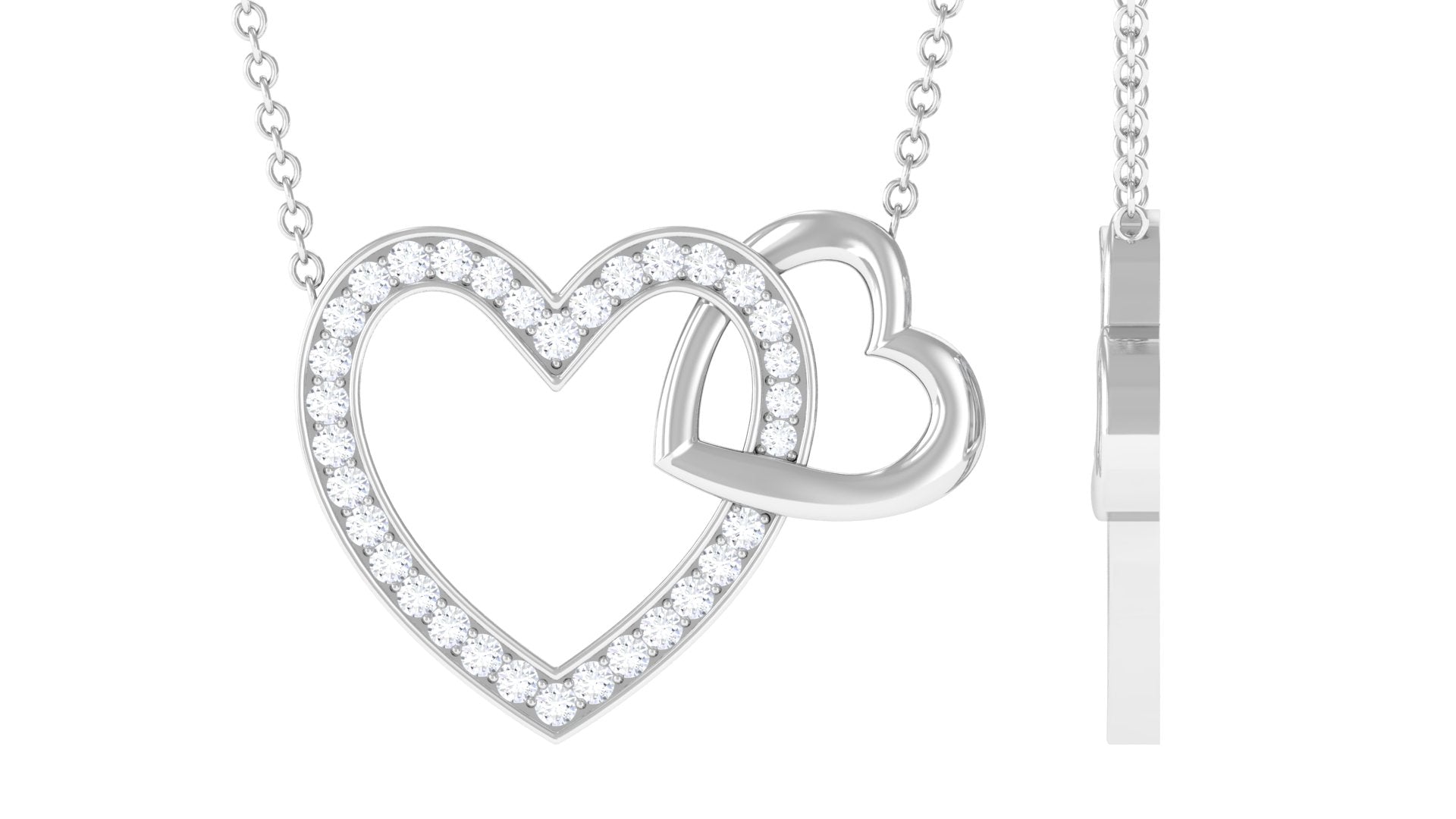 Certified Moissanite Double Heart Necklace for Women