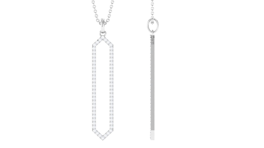 Elongated Hexagonal Moissanite Pendant Necklace with Certificate
