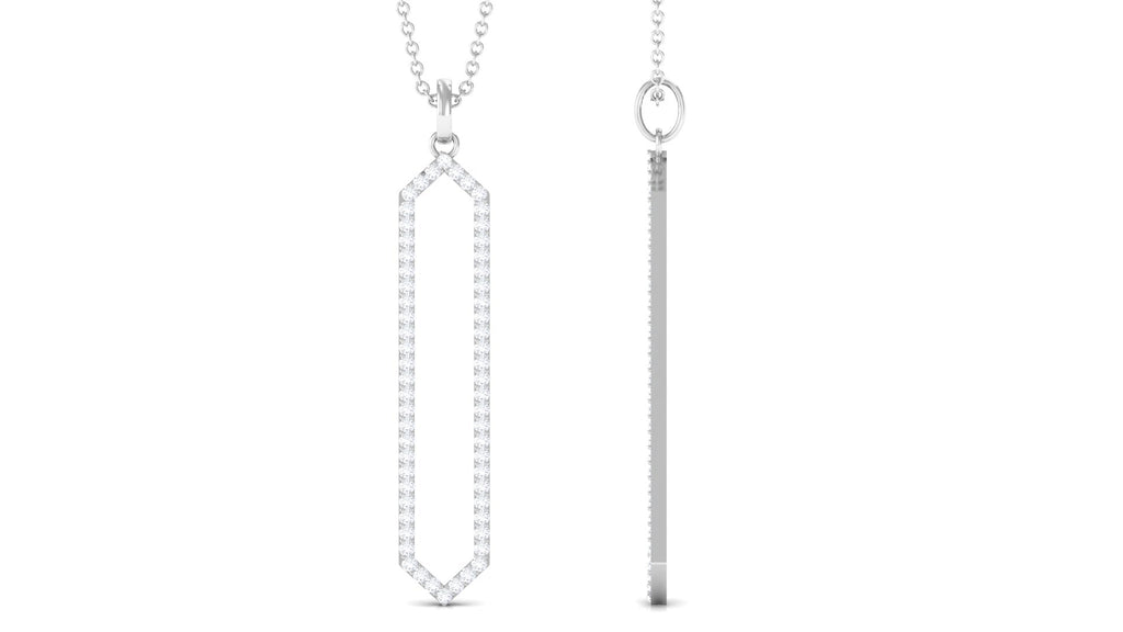Elongated Hexagonal Moissanite Pendant Necklace with Certificate