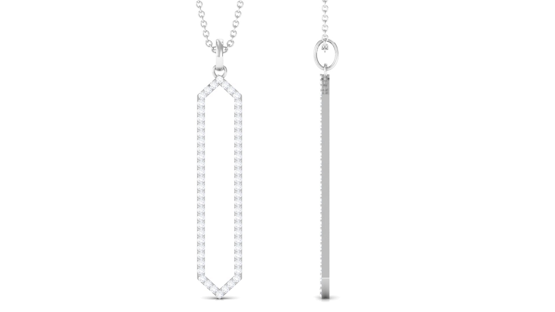 Elongated Hexagonal Moissanite Pendant Necklace with Certificate