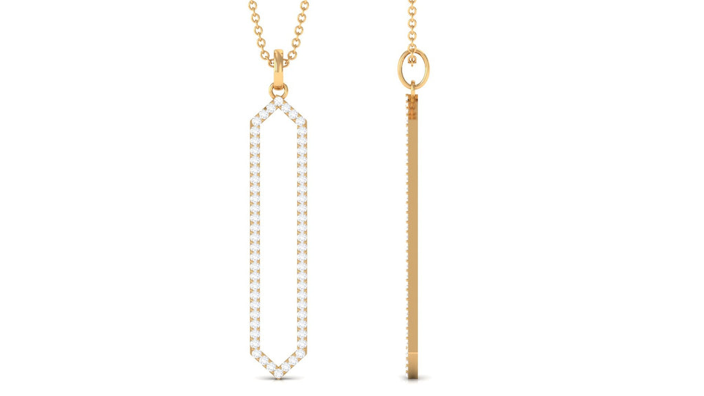 Elongated Hexagonal Moissanite Pendant Necklace with Certificate