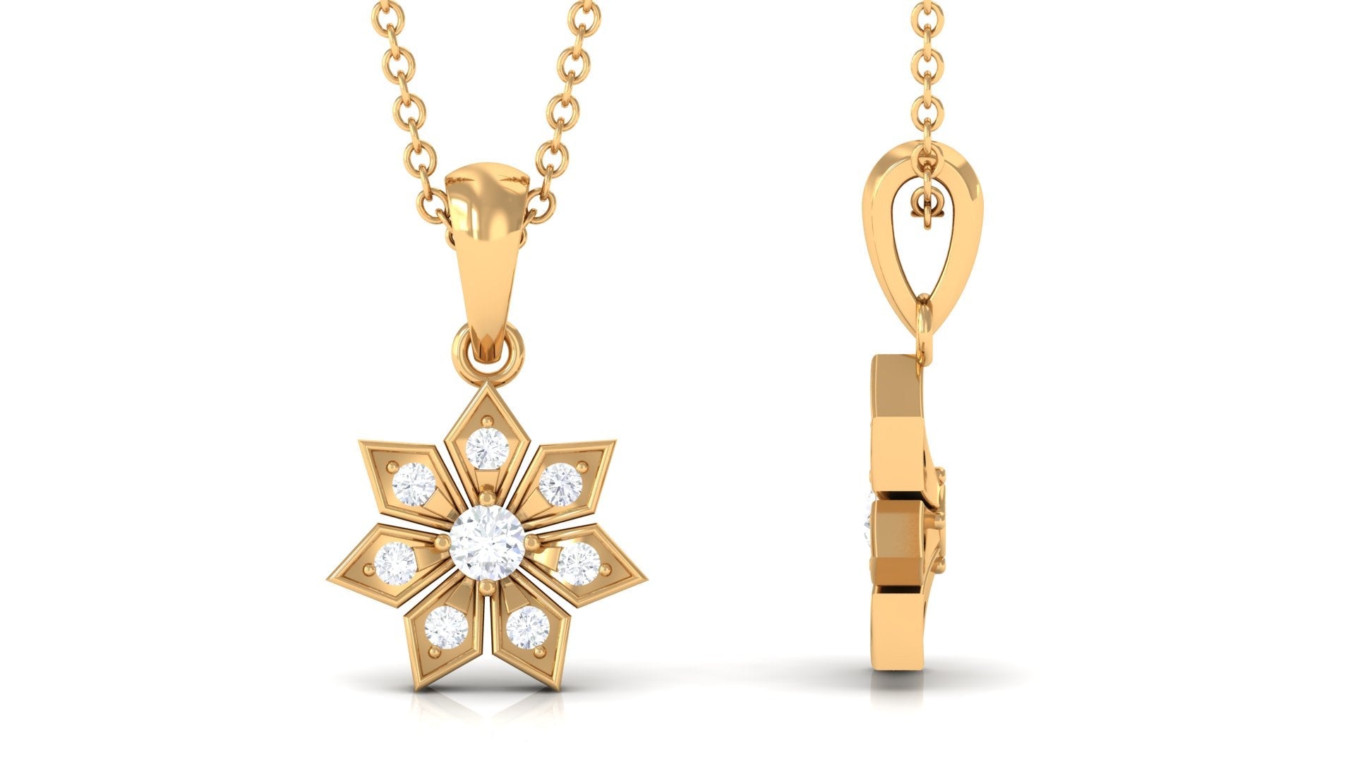 1/4 CT Certified Moissanite Flower Pendant