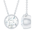 2 Carat Certified Moissanite Solitaire Necklace in Bezel Setting