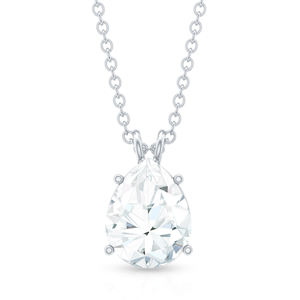 2 Carat Solitaire Moissanite Teardrop Pendant Necklace