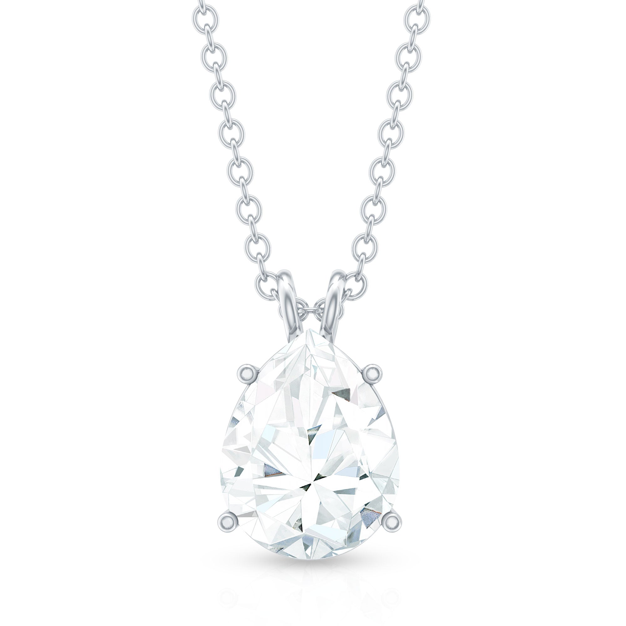 2 Carat Solitaire Moissanite Teardrop Pendant Necklace