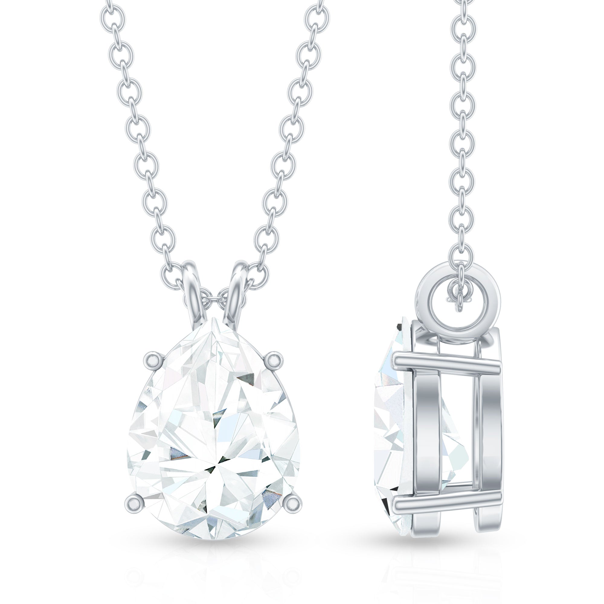 2 Carat Solitaire Moissanite Teardrop Pendant Necklace