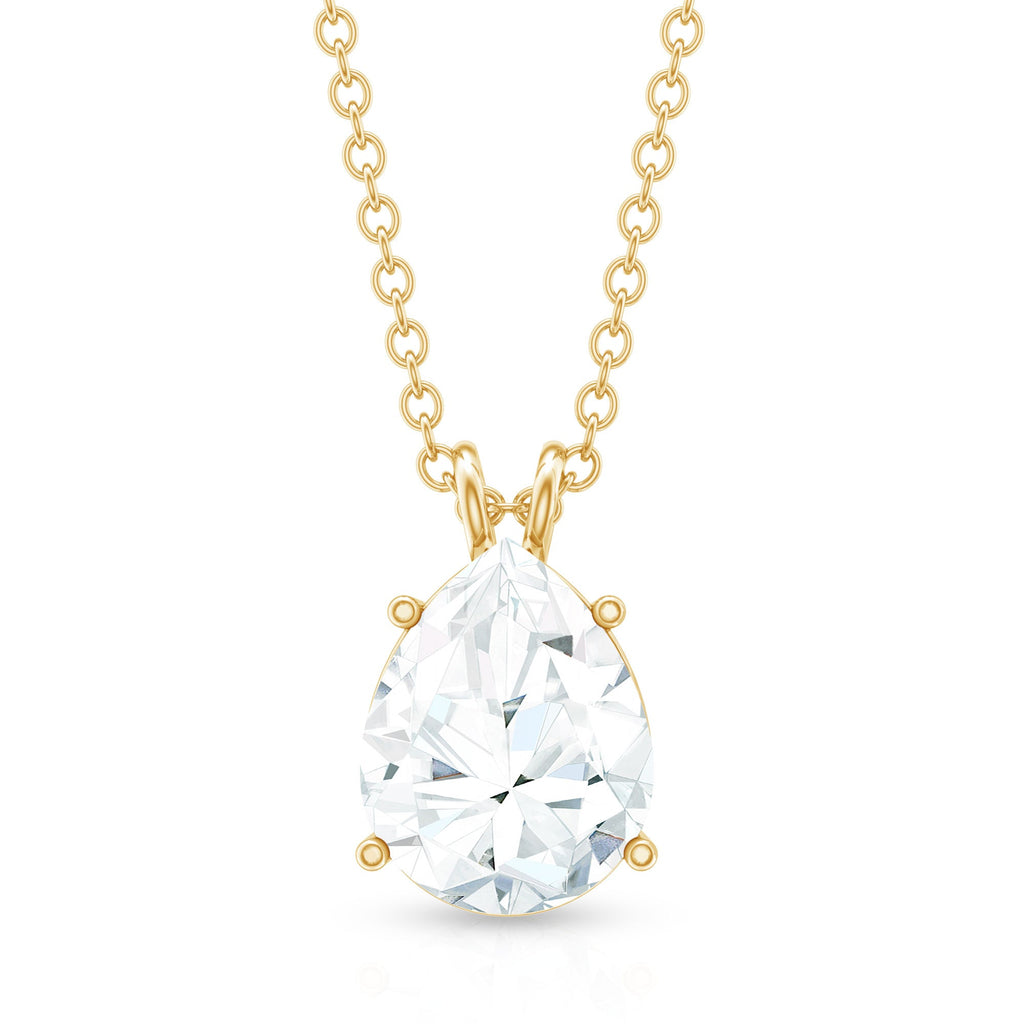 2 Carat Solitaire Moissanite Teardrop Pendant Necklace