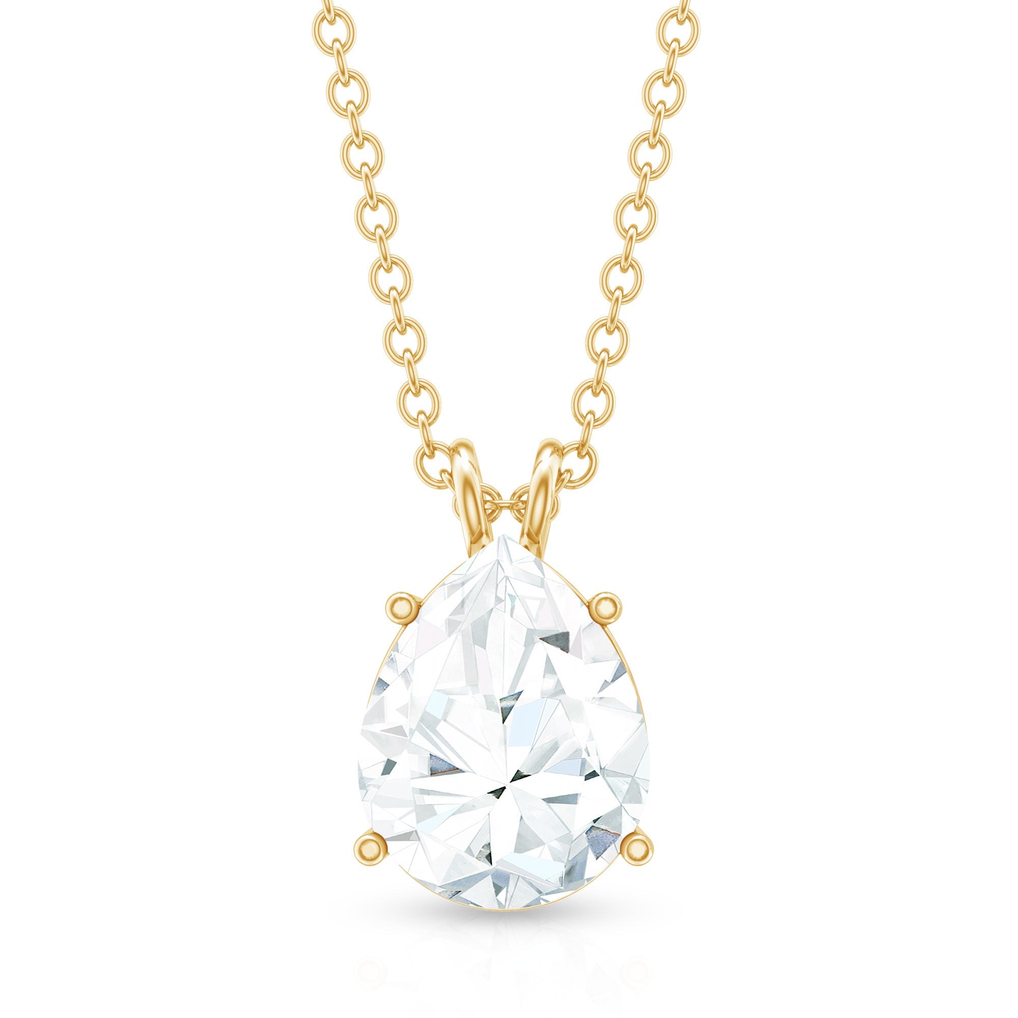 2 Carat Solitaire Moissanite Teardrop Pendant Necklace