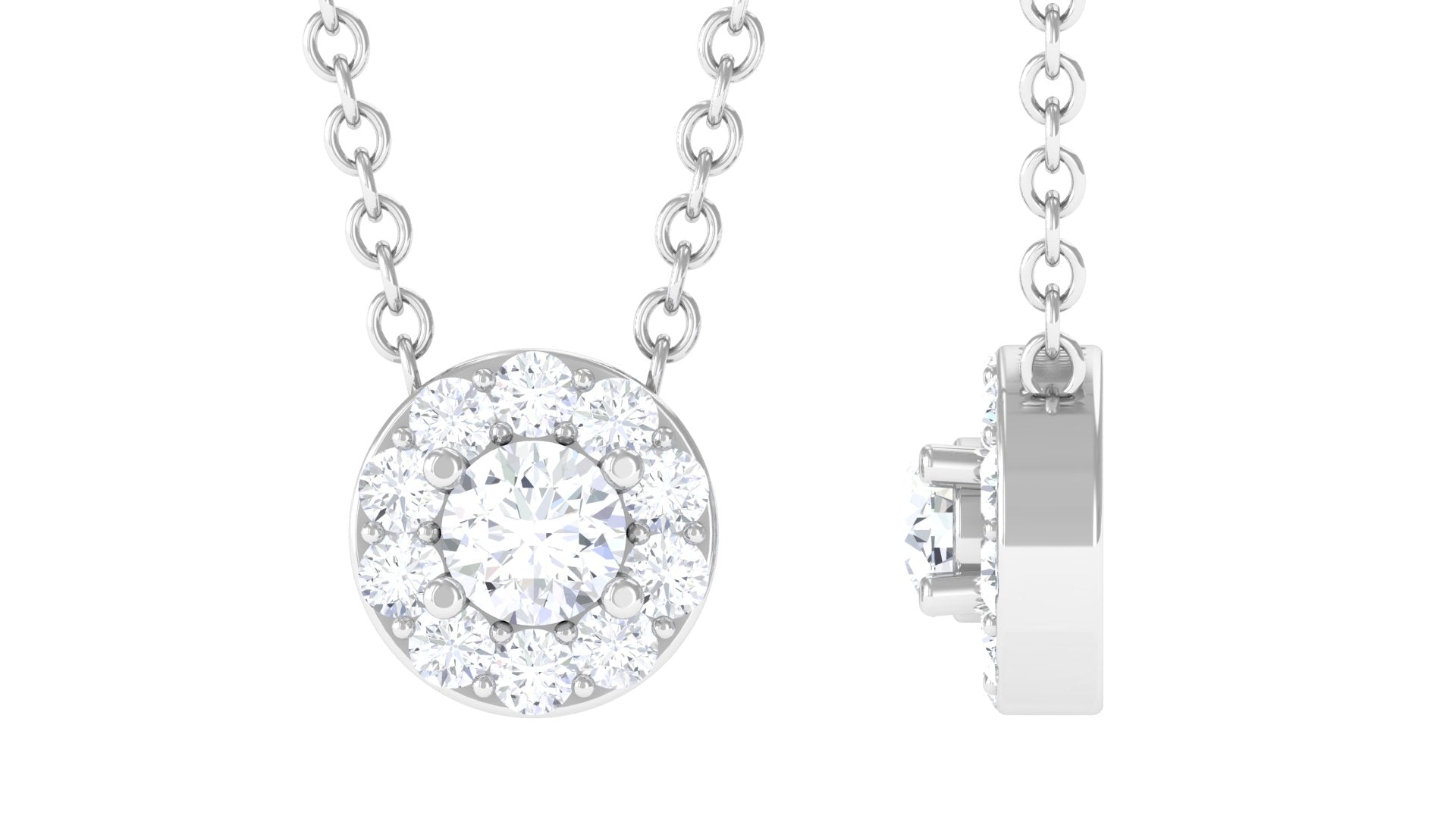 Certified Moissanite Minimalist Halo Necklace