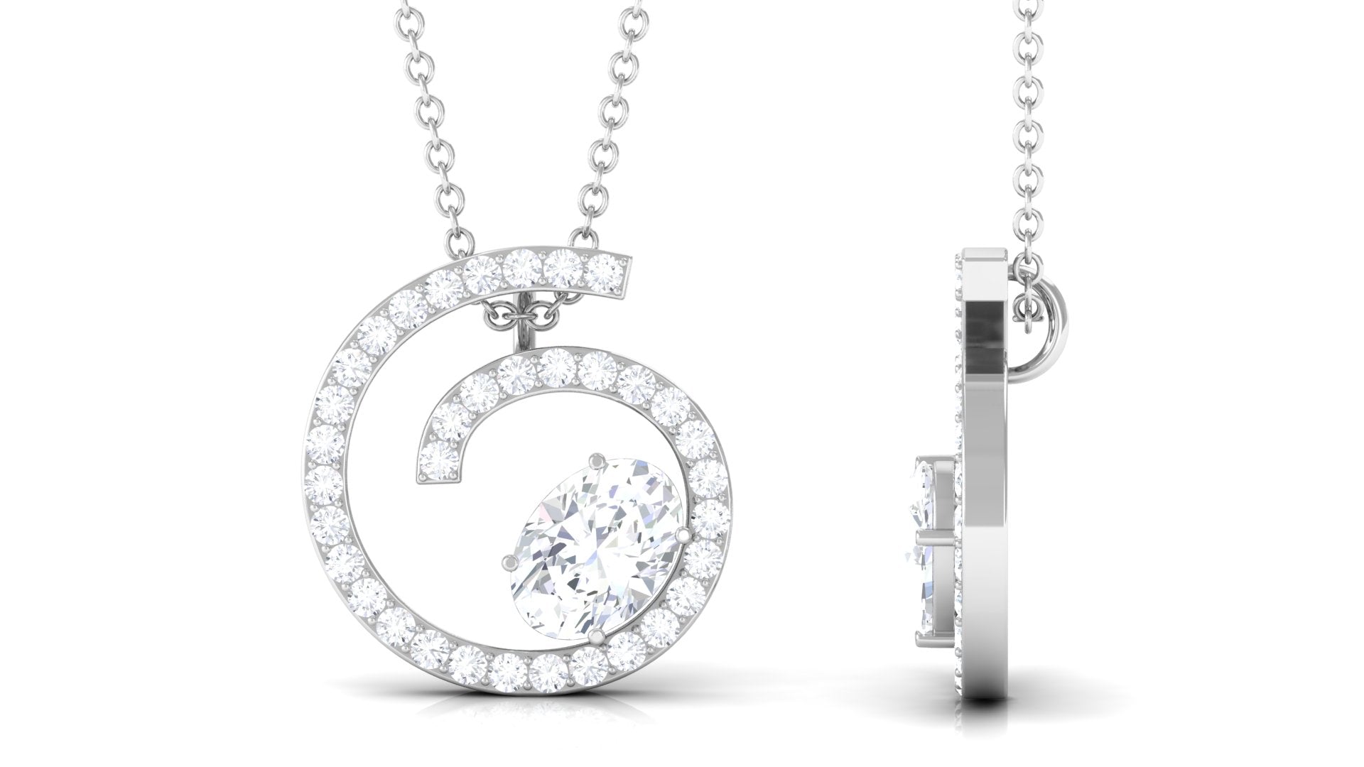 Contemporary Swirl Pendant with Moissanite