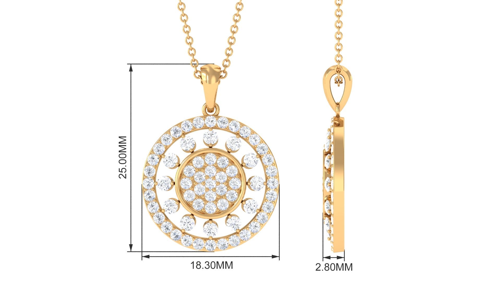 2.25 CT Pave Moissanite Round Vintage Pendant Necklace