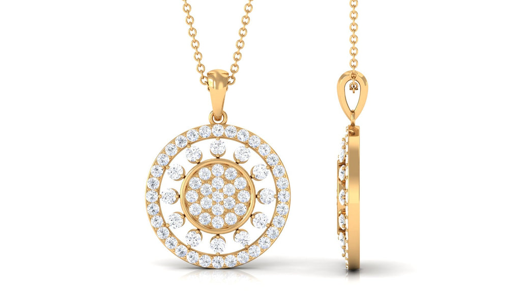 2.25 CT Pave Moissanite Round Vintage Pendant Necklace