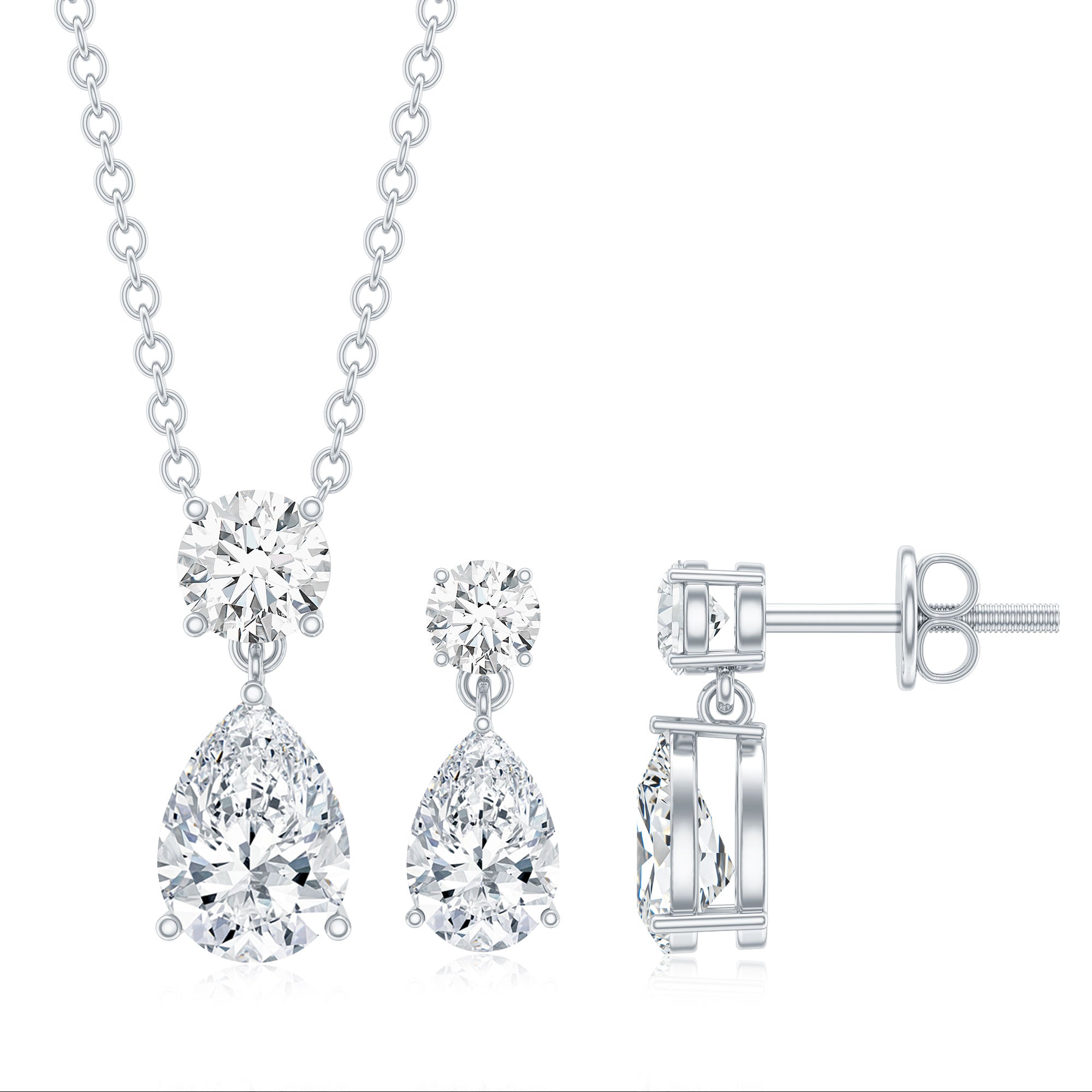 2.5 CT Moissanite Teardrop Two Stone Jewelry Set