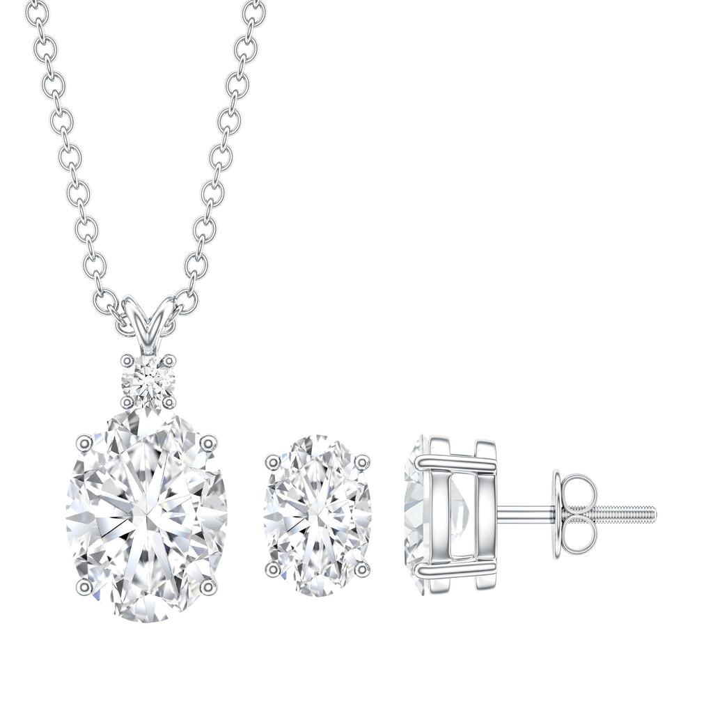 Certified 2 Carat Moissanite Oval Necklace and Earrings Set