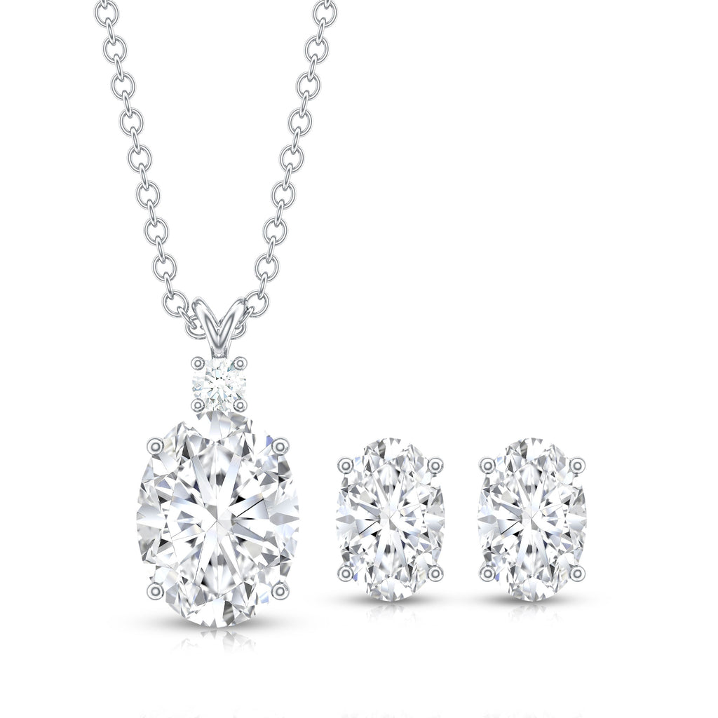 Certified 2 Carat Moissanite Oval Necklace and Earrings Set
