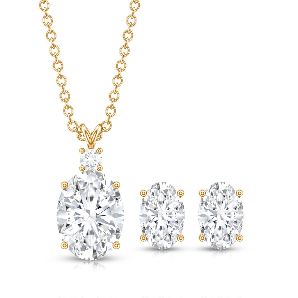 Certified 2 Carat Moissanite Oval Necklace and Earrings Set