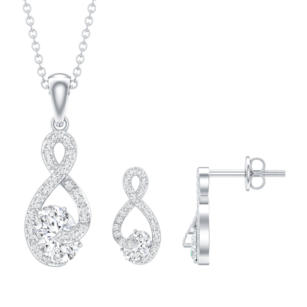 Certified 2 Carat Moissanite Infinity Necklace and Earring Set