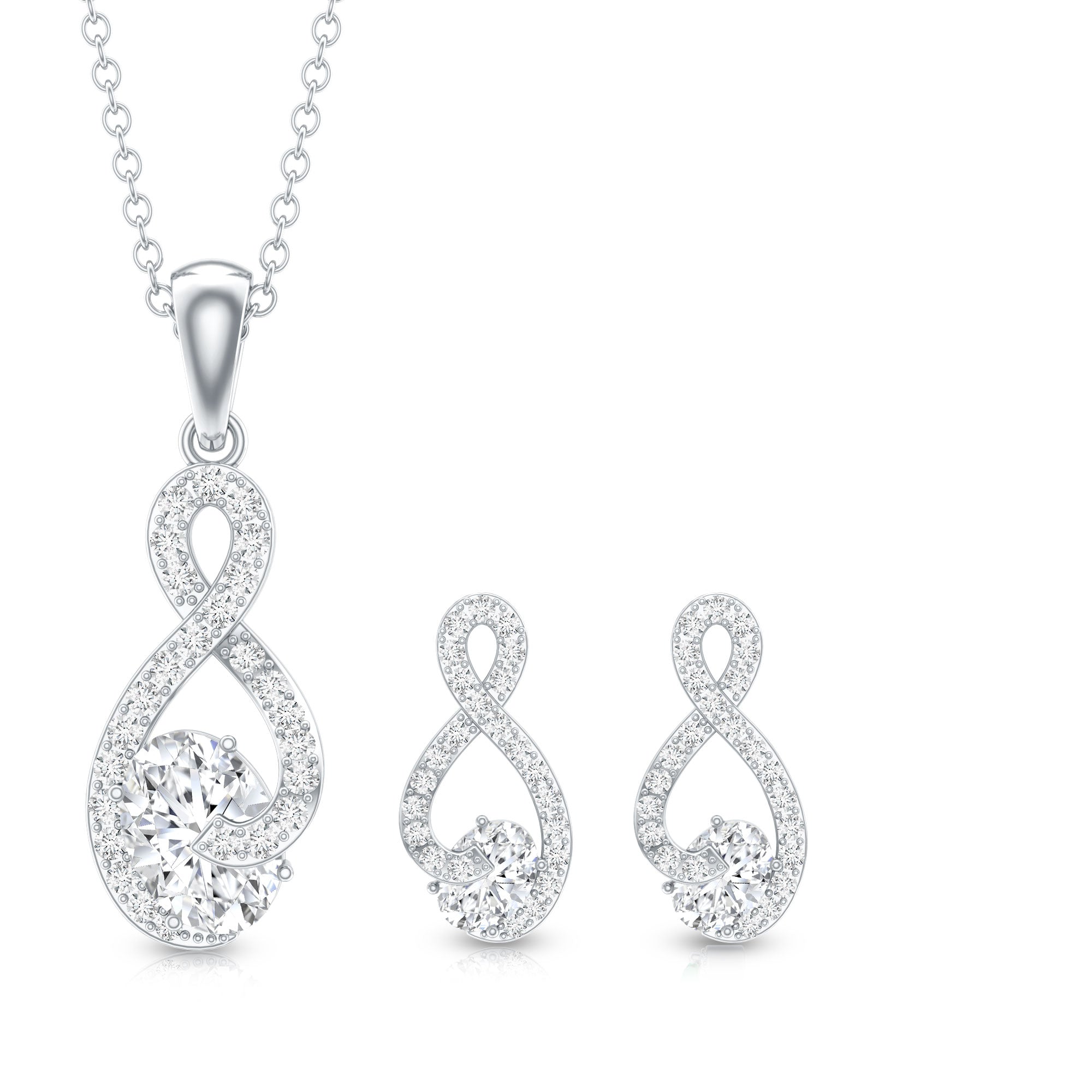 Certified 2 Carat Moissanite Infinity Necklace and Earring Set