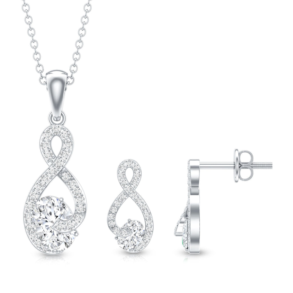 Certified 2 Carat Moissanite Infinity Necklace and Earring Set