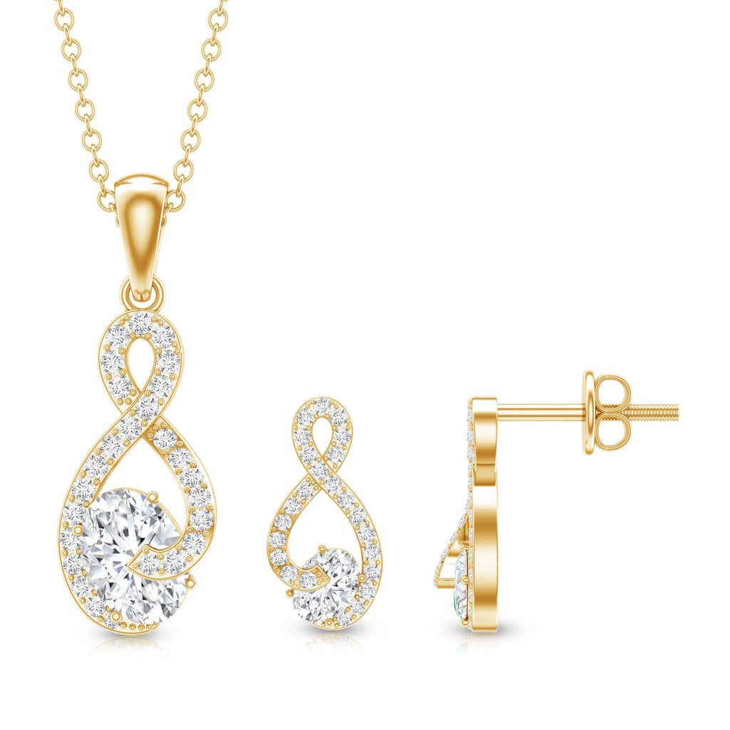 Certified 2 Carat Moissanite Infinity Necklace and Earring Set