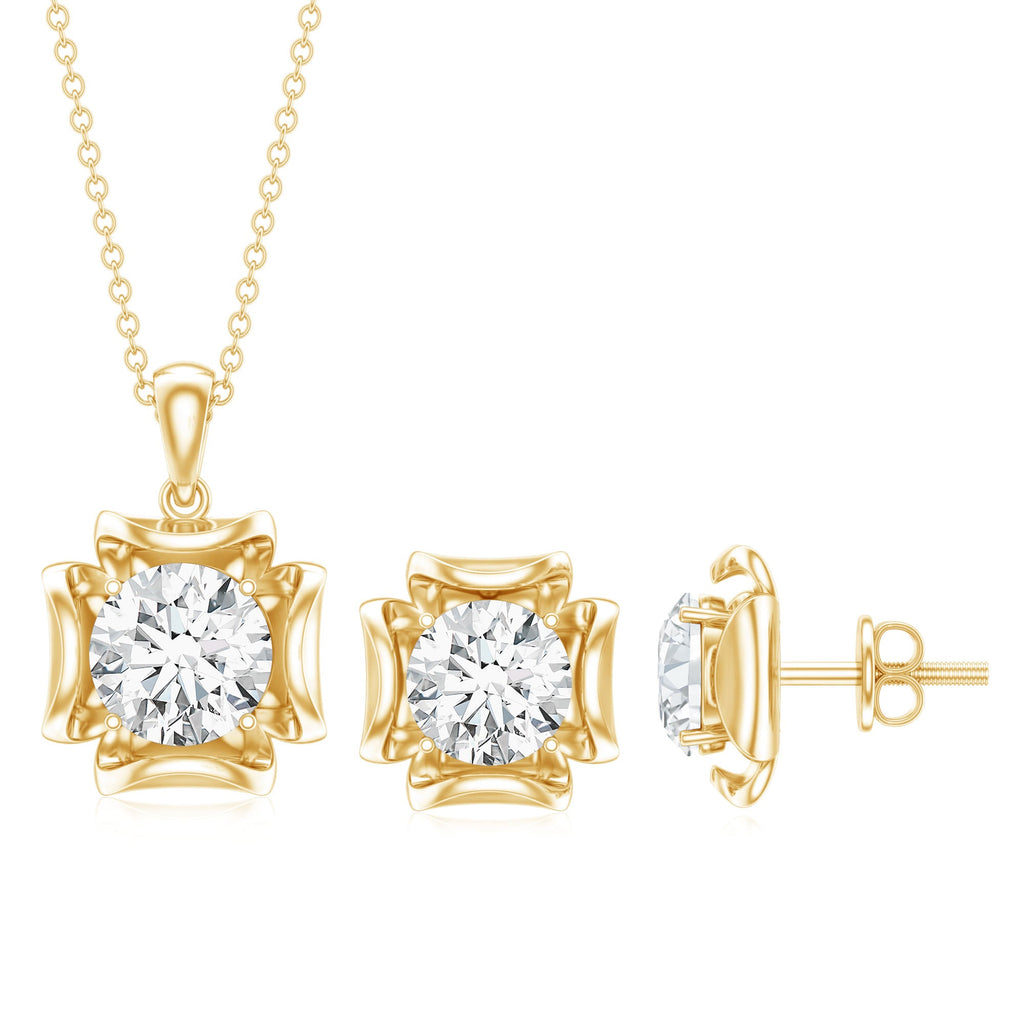 4 CT Round Shape Moissanite Solitaire Jewelry Set