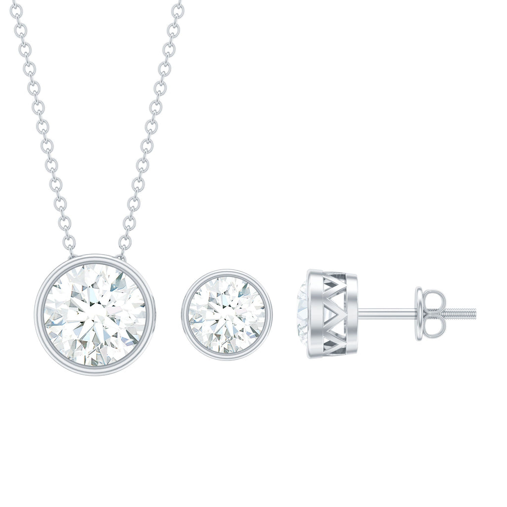 4 CT Simple Moissanite Solitaire Jewelry Set in Bezel Setting