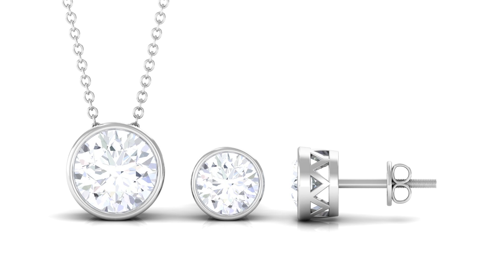 4 CT Simple Moissanite Solitaire Jewelry Set in Bezel Setting