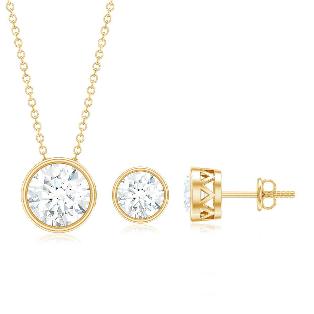 4 CT Simple Moissanite Solitaire Jewelry Set in Bezel Setting