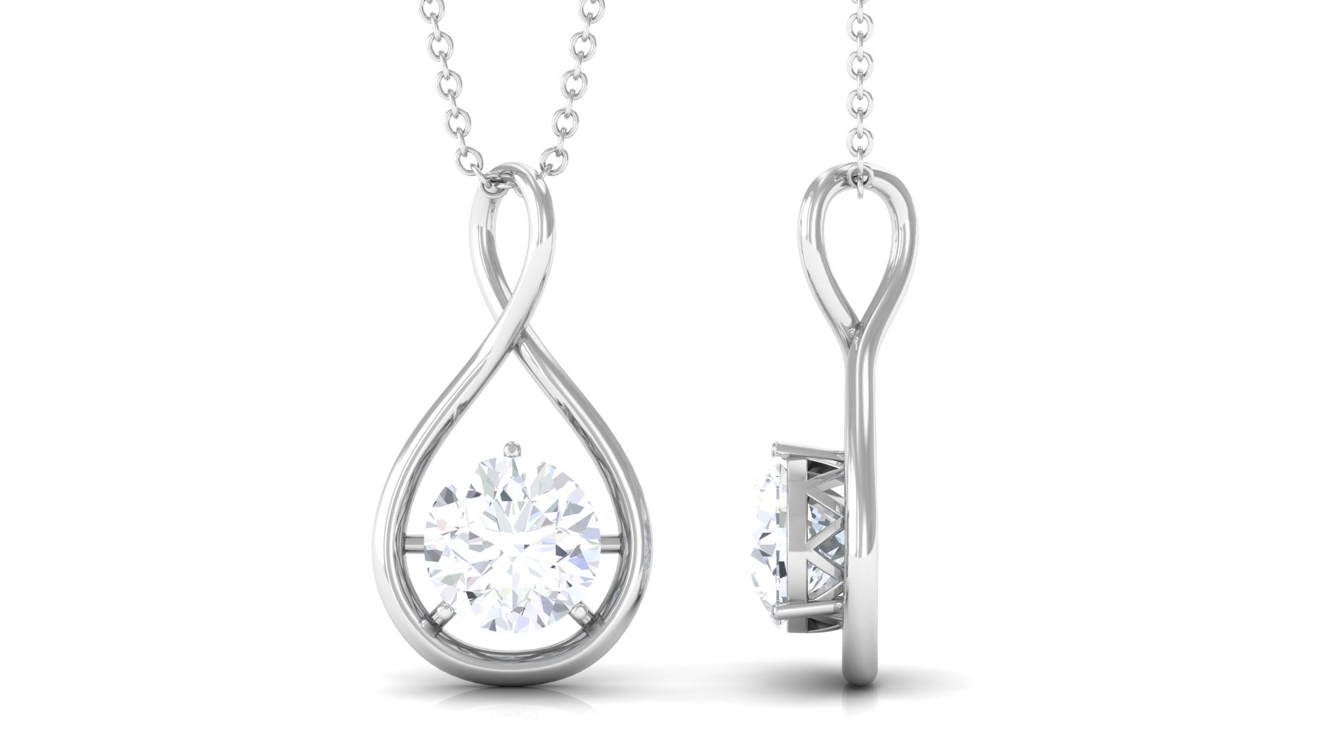 Certified Round Moissanite Solitaire Infinity Pendant