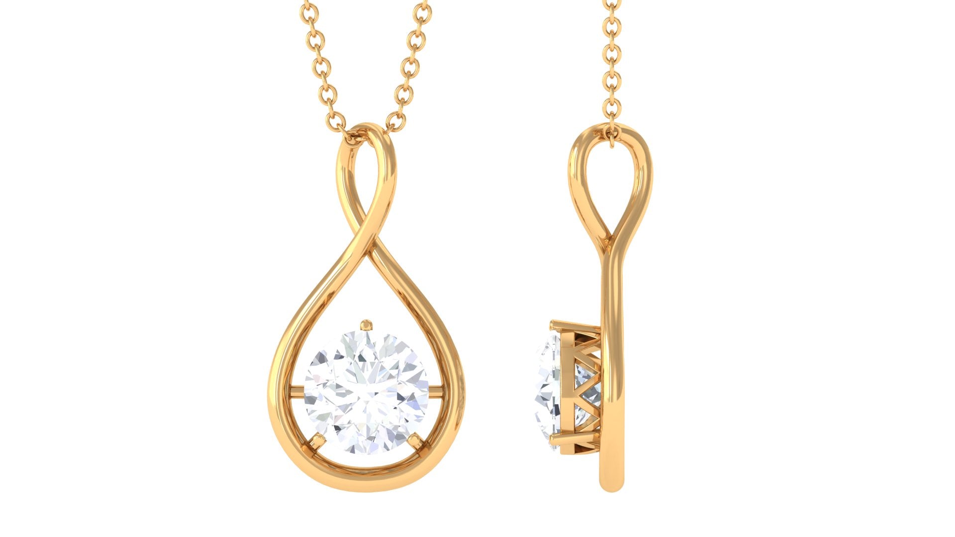Certified Round Moissanite Solitaire Infinity Pendant
