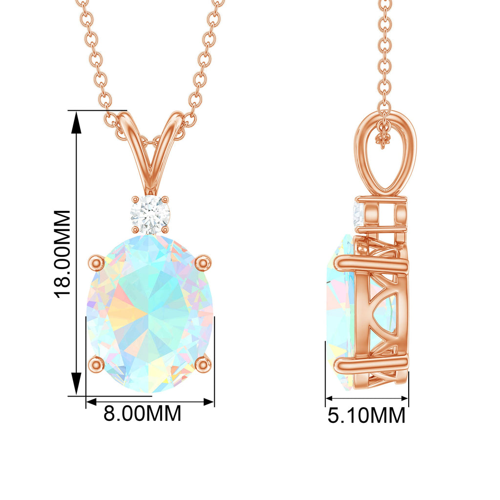Genuine 1 Carat Opalescent Pendant Necklace with Diamond