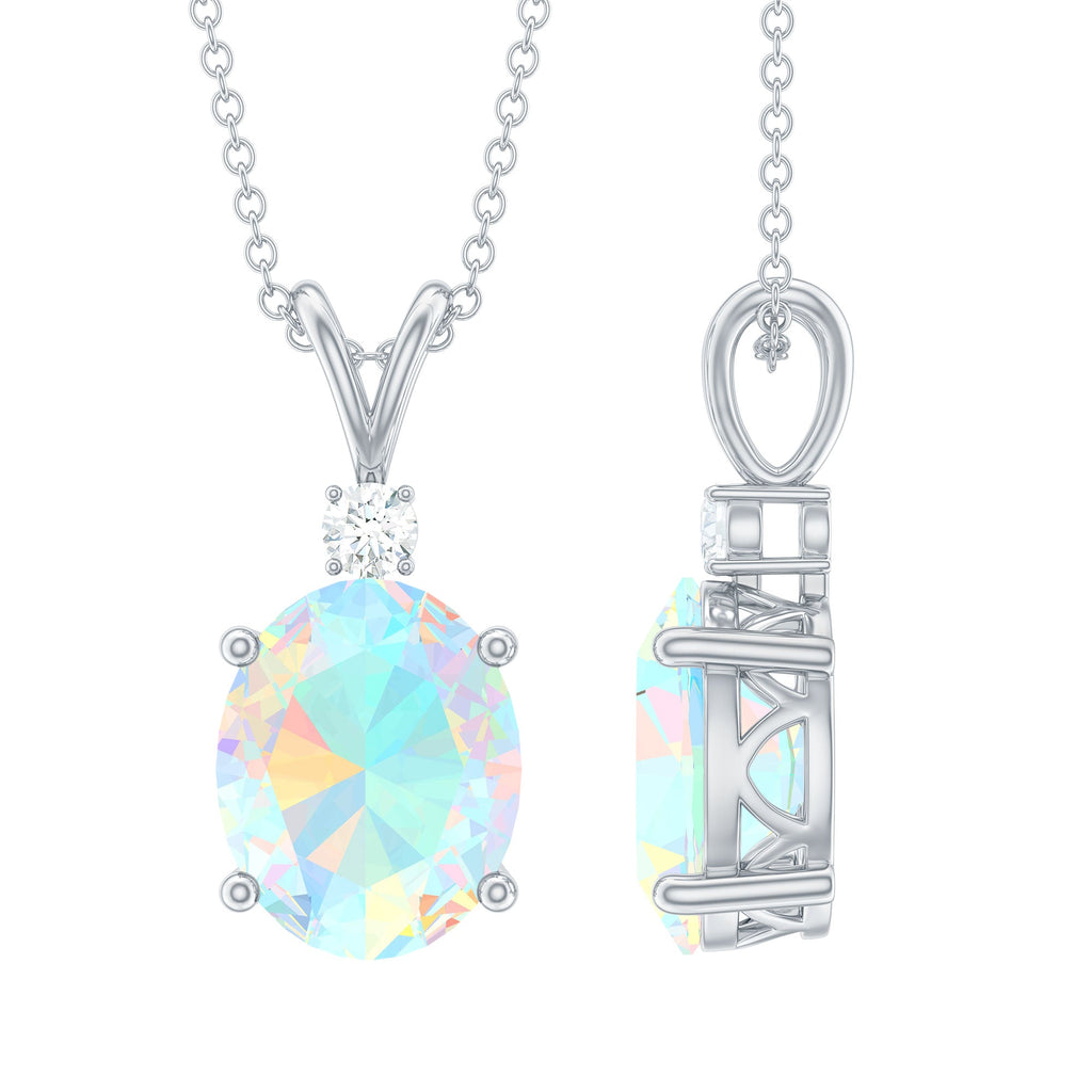 Genuine 1 Carat Opalescent Pendant Necklace with Diamond