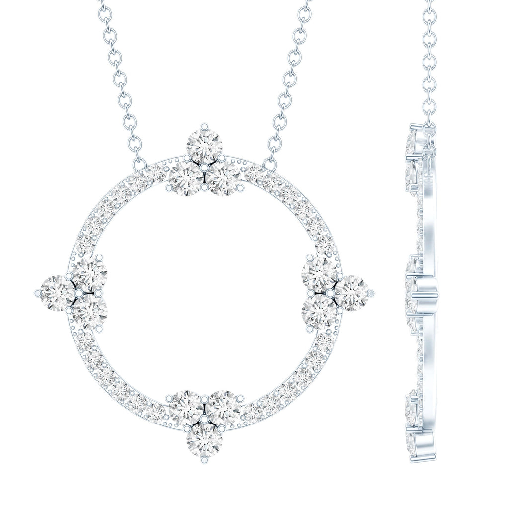 Certified Moissanite Eternity Promise Necklace in 14K Gold Plated Silver
