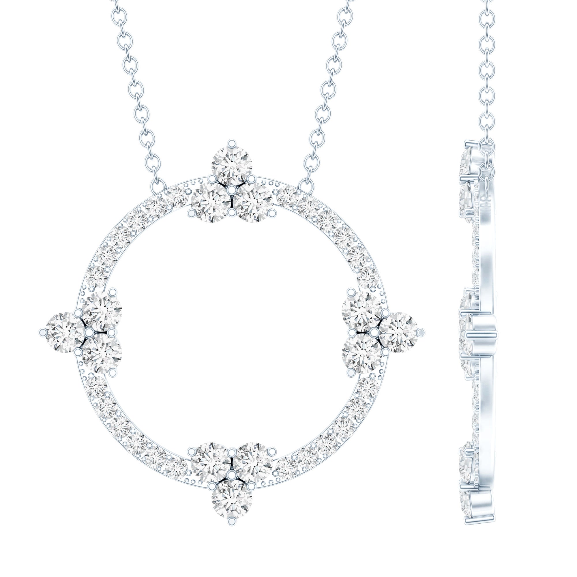 Certified Moissanite Eternity Promise Necklace in 14K Gold Plated Silver