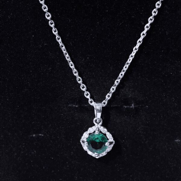 Certified Round Lab Emerald Designer Necklace with Certificate