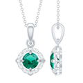 Certified Round Lab Emerald Designer Necklace with Certificate