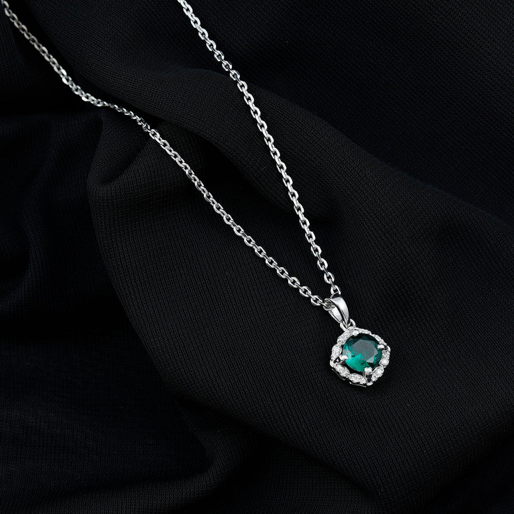 Certified Round Lab Emerald Designer Necklace with Certificate