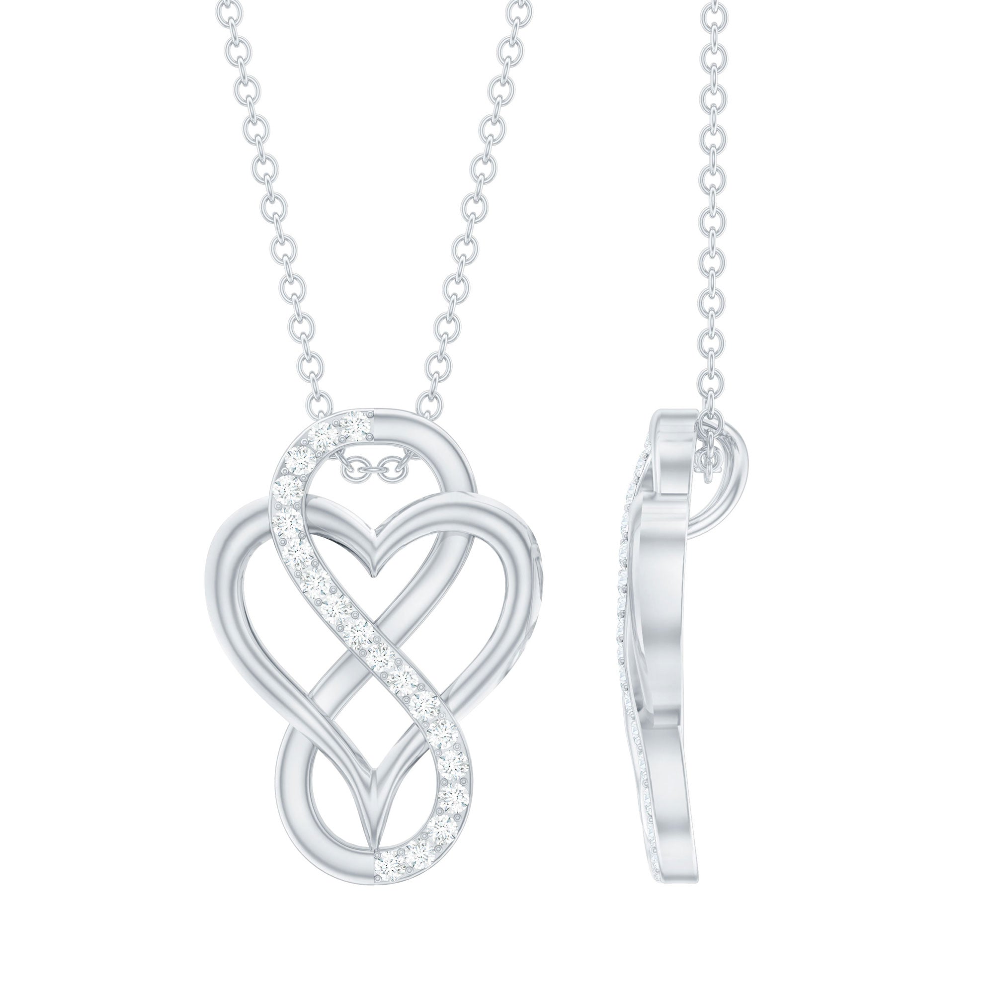 Brilliant Cut Diamond Infinity Heart Necklace for Women