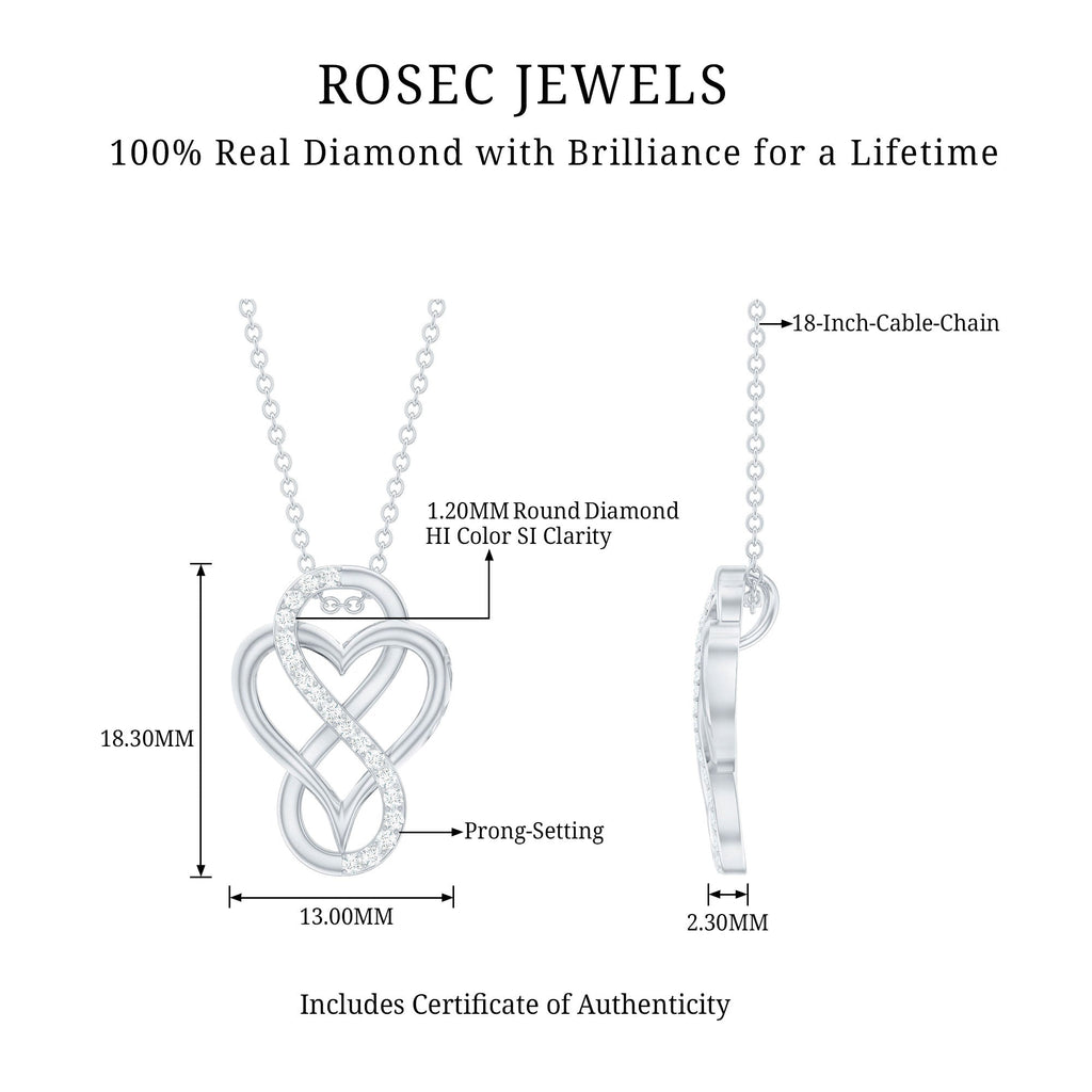 Brilliant Cut Diamond Infinity Heart Necklace for Women