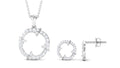 Certified Diamond Circle Necklace Earrings Set