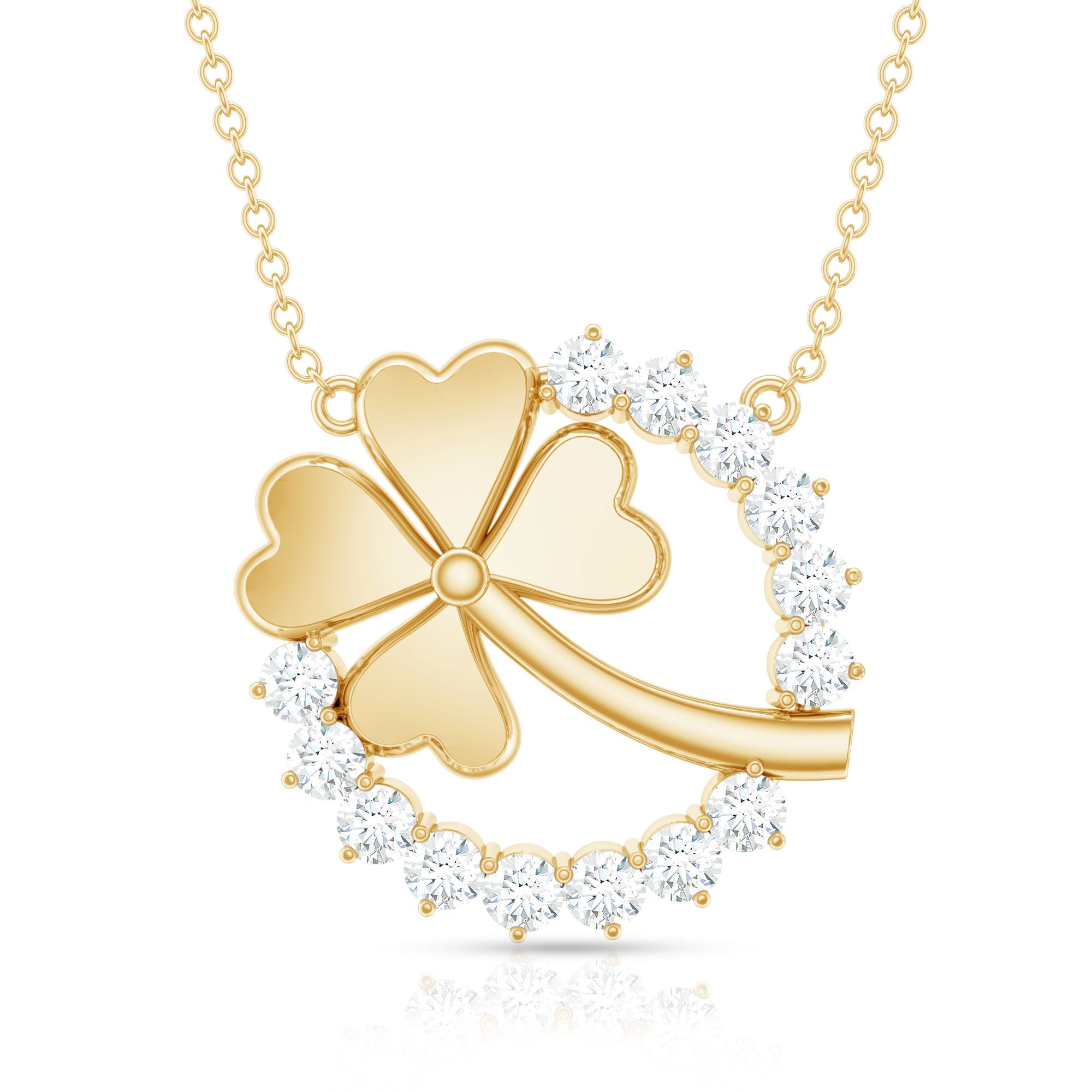 Certified Diamond Lucky 4 Leaf Necklace