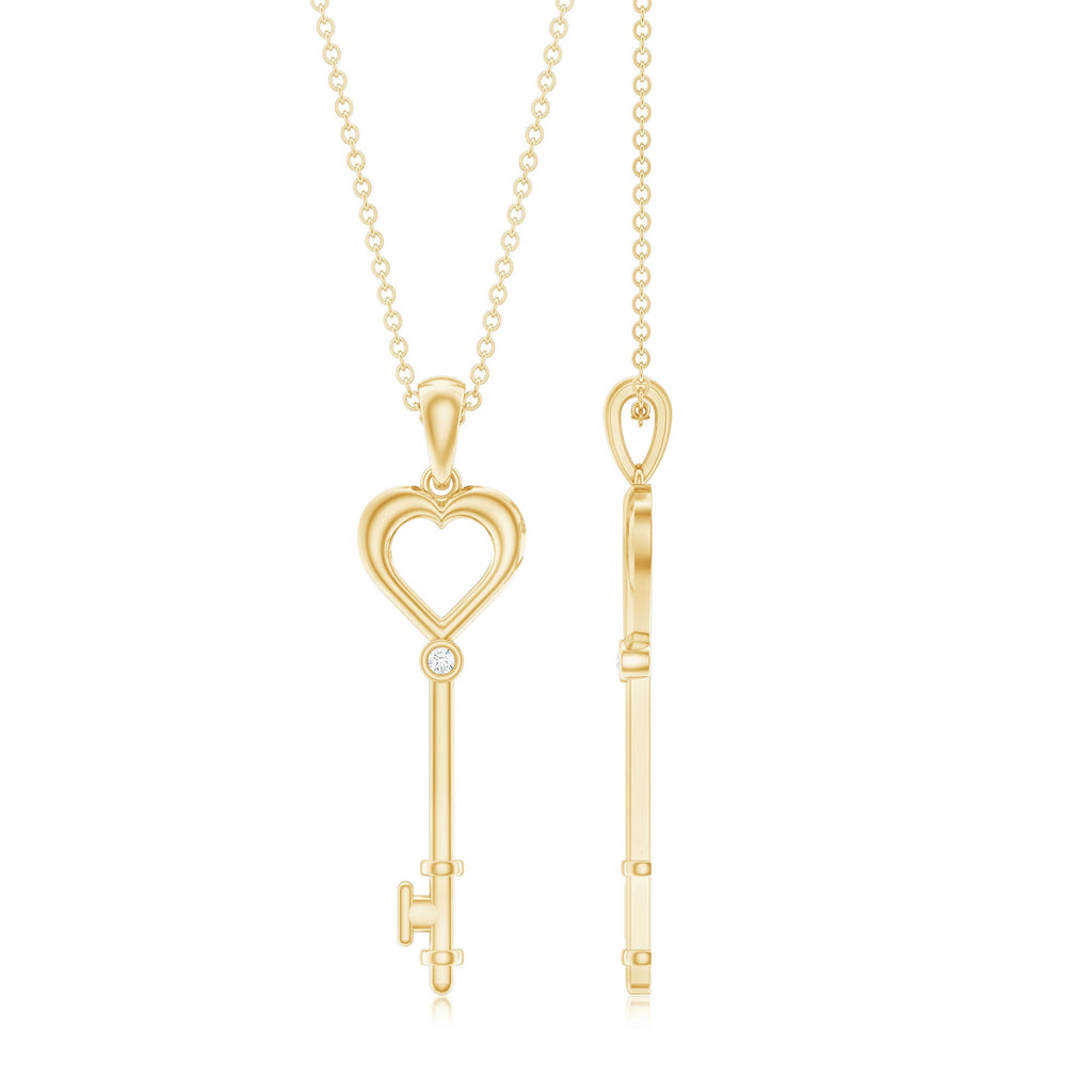Diamond Heart Key Pendant Necklace For Women