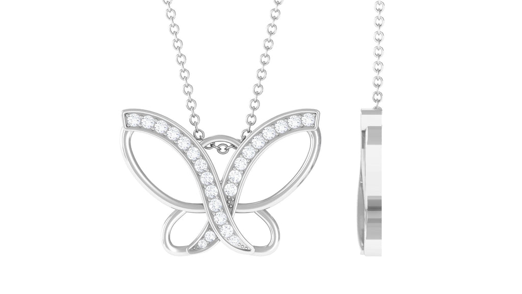 Diamond Butterfly Pendant Necklace For Women