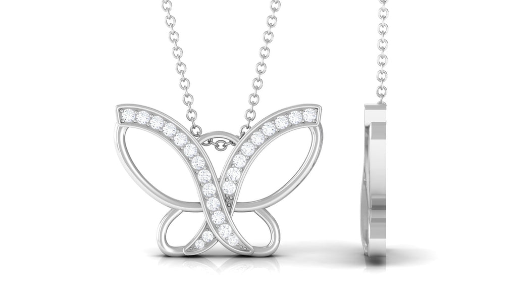 Diamond Butterfly Pendant Necklace For Women