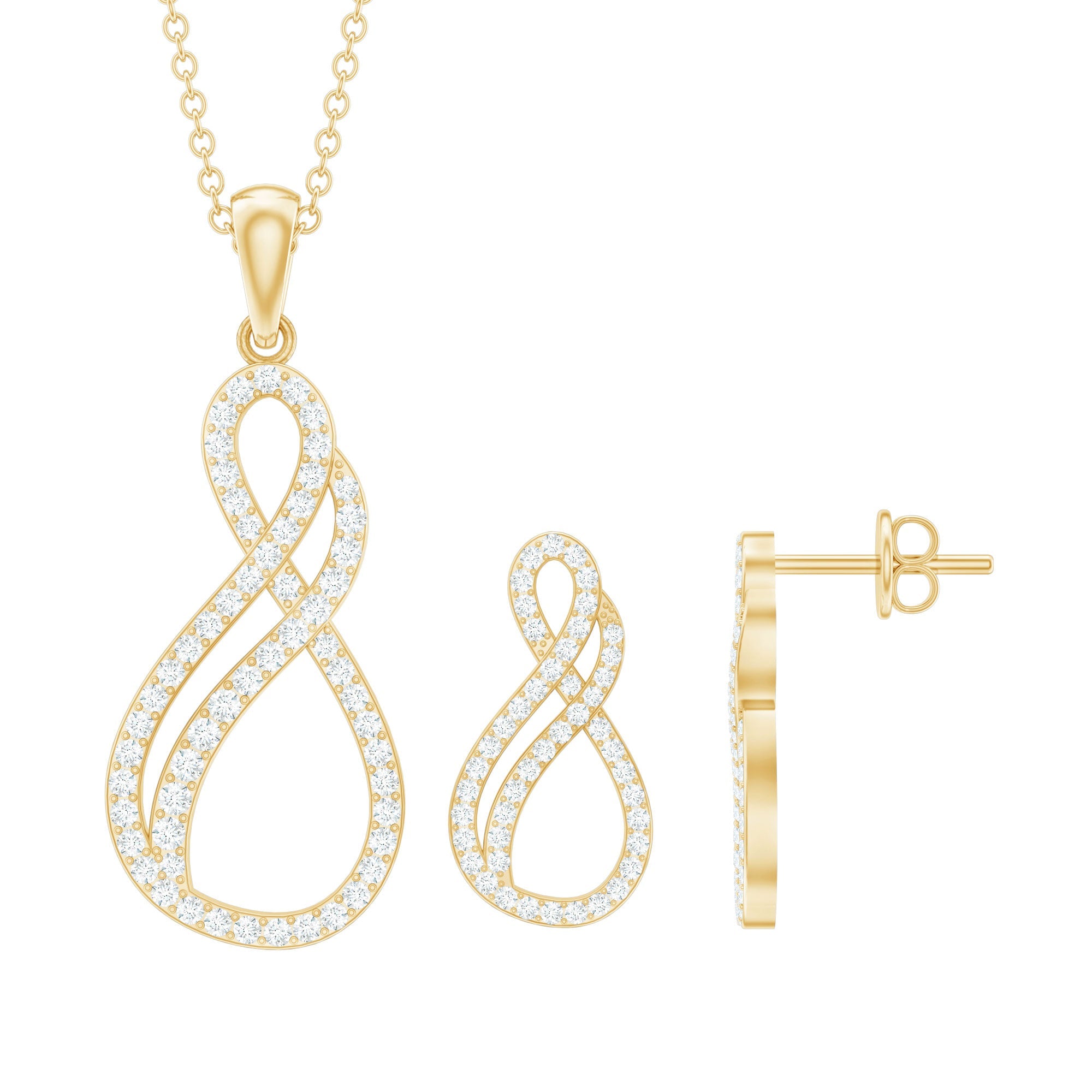 Diamond Infinity Necklace Earrings Set For Women